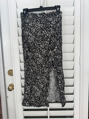 Mango Black and White Floral Maxi Skirt